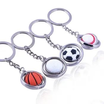 

1pc Keychain Football/Basketball/Baseball/Golf Ball Shape Rotatable Metal Pendant Key Chain Ring Decoration Bicycle Accessories
