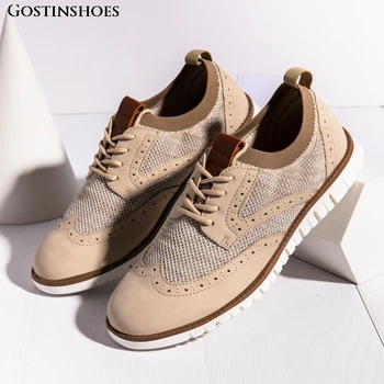 

Brogue Men Shoes Lace Up Ultra Light Large Size Hollow Out Summer Men Knitted Mesh Casual Shoes 40 46