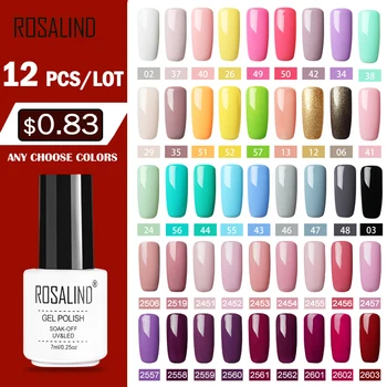 

(12PCS/SET)ROSALIND Gel Nail Polish Set For Nail Extension Kit Nail Art Gel Lacquer UV LED Lamp Design acrylic nail Manicure Set