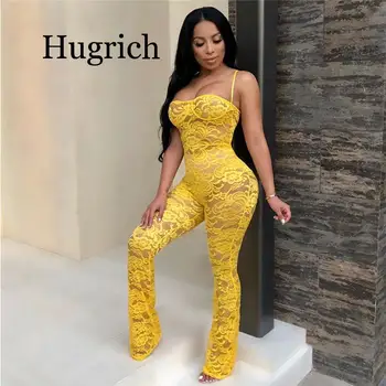 

Lace Jumpsuit 2020 New Fashion Rompers Womens Jumpsuits Clubwear Playsuit Hollow Out Party Chiffon Outweaer Clothes