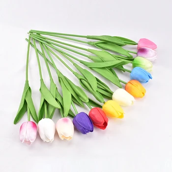 Tulip Artificial Flower Real Feel Artificial Fake Flower For Wedding Bridal Bouquet Flowers Home Garden ValentineS Day Decor