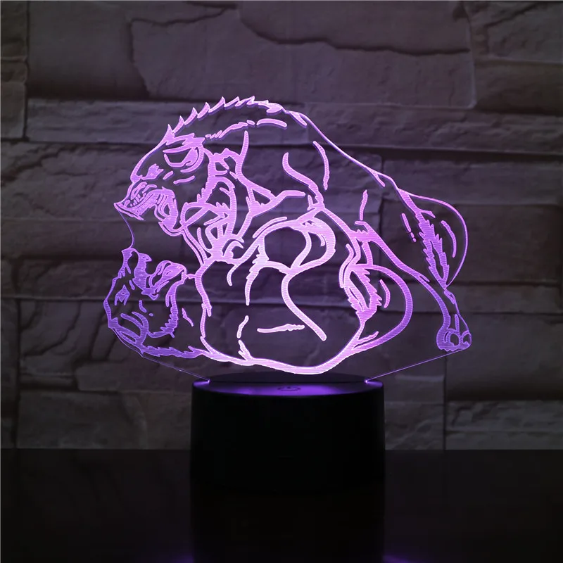 Волк 3D светодиодный романтический ночник спальня настольная лампа подарки ко дню Святого Валентина для влюбленных пар мальчиков дети ночник Прямая поставка 2306