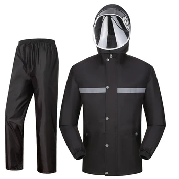 

Waterproof Scooter Raincoat Pants Set Outdoors Men Raincoat Thick Waterproof Impermeable Chubasquero Hombre Rain Gear JJ60YY