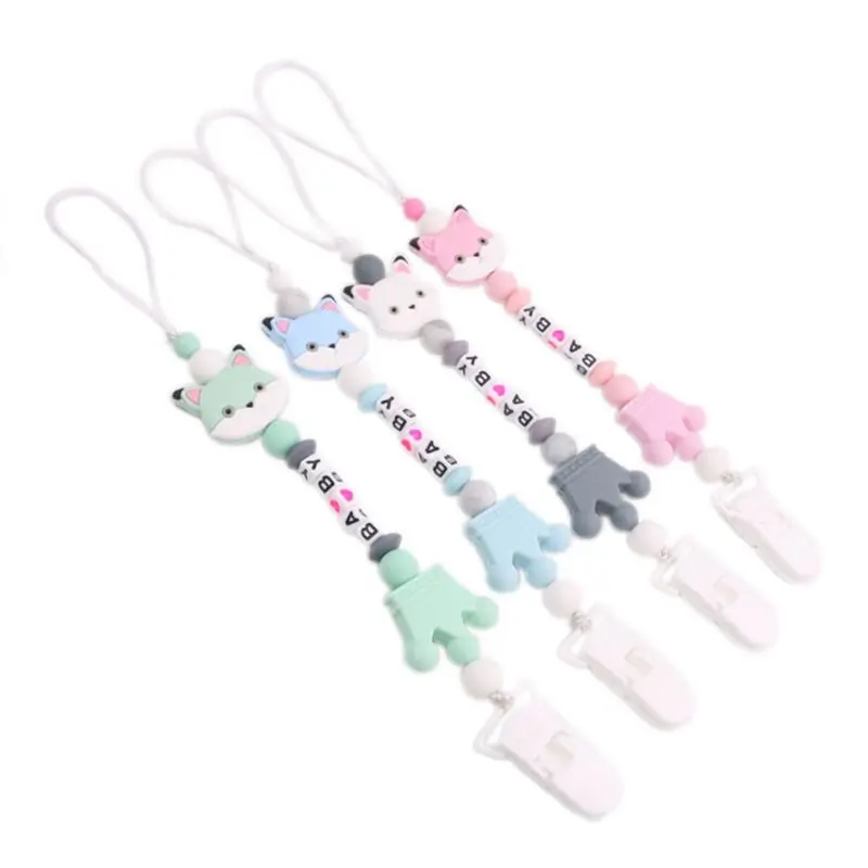 

Baby Silicone Anti-chain Cartoon Fox Newborn Pacifier Chain Shower Party Gifts Cute Infants Teething Toys