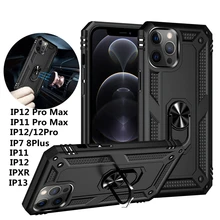 

For Iphone 11 12 13 Pro Max XR 7 8 Plus Case Magnet Ring Holder Cover TPU PC Anti-Shock Black Armor Rugged Cellphone Bumper Case