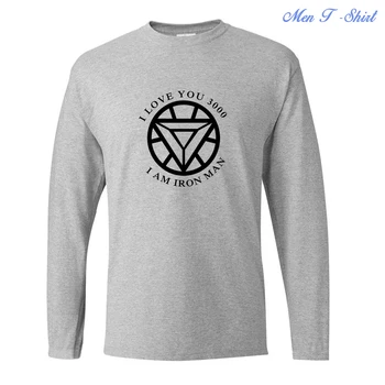 

I Love You 3000 Long Sleeve T-Shirt Men Adult The Avengers 4 Tony Stark Iron Man Tops Tees 2020 Autumn Casual Hip Hop Streetwear