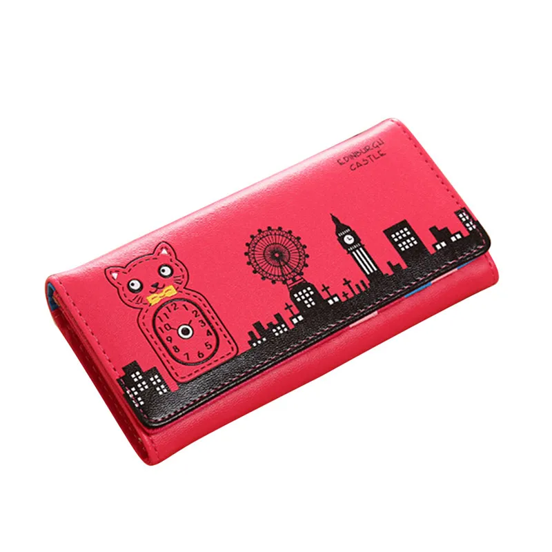 rose red Новинка, кошелек с рисунком, высокое качество, Длинные кошельки для женщин, кошелек, дизайнерский, из искусственной кожи - Цвет: rose red