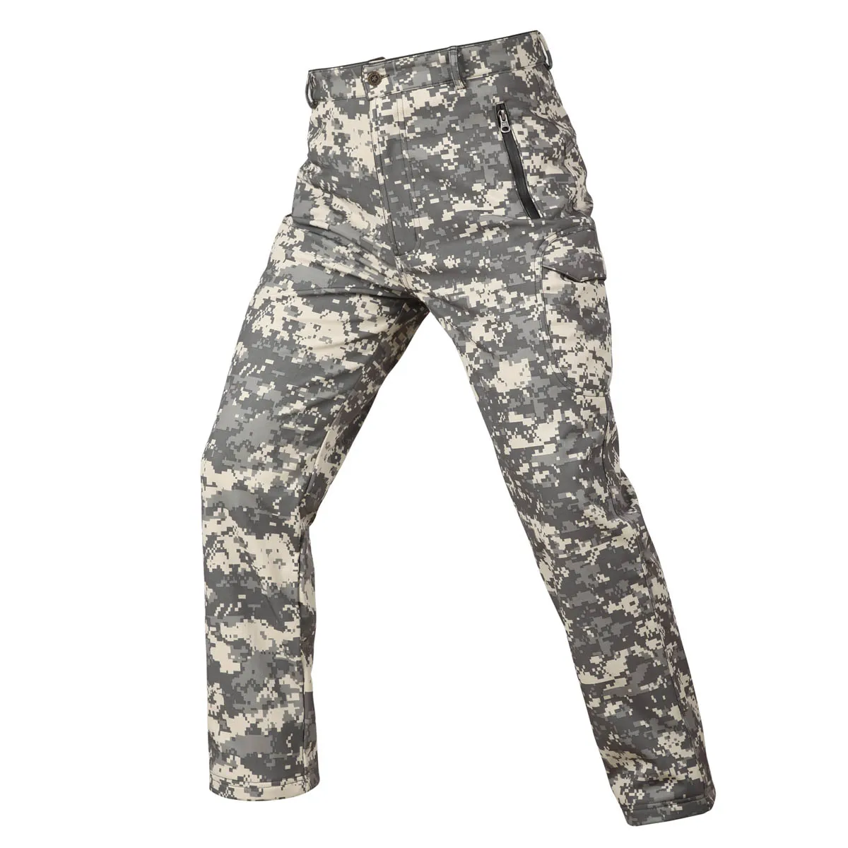 Tactical Camouflage Pants Soft Shell Men Combat Cargo Clothing Waterproof Autumn Winter Warm Military Army Camo Modis Trousers - Цвет: ACU