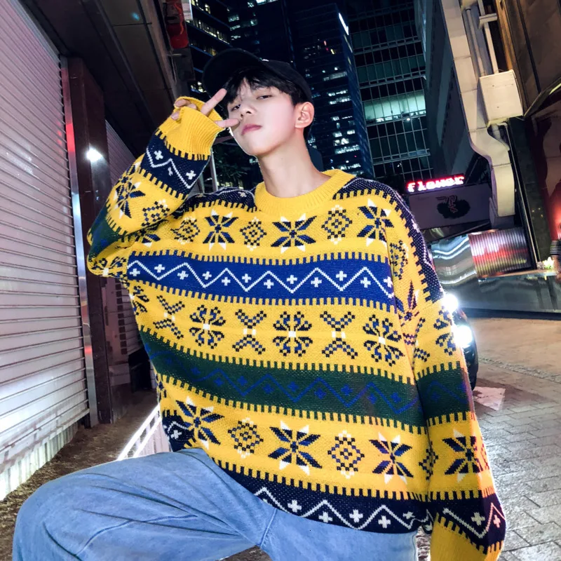 Winter Sweater Men's Warm Fashion Retro Casual Knit Sweaters Man Sweter Clothes Wild Loose Long-sleeved Pullover Men M-2XL Winter Sweater Men's Warm Fashion Retro Casual Knit Sweaters Man Sweter Clothes Wild Loose Long-sleeved Pullover Men M-2XL