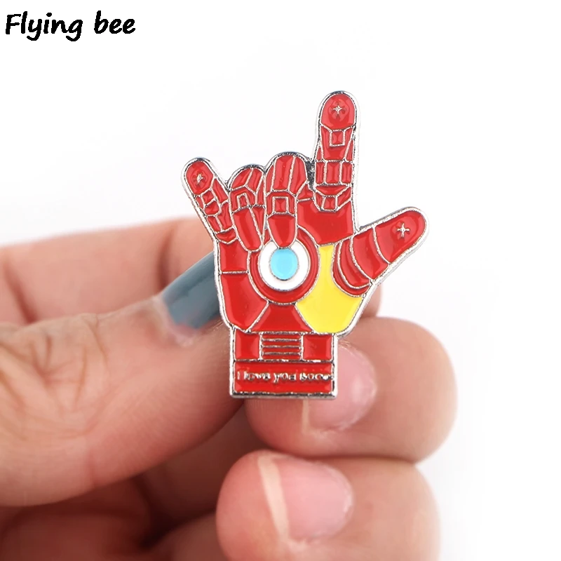 20 шт./лот Flyingbee Love your three тысяча рук Мужская брошь и булавка эмалированный отворот булавка значки броши для друзей X0431
