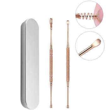 

2Pcs/Set Stainless Steel Ear Wax Pickers Double-ended Earpick Ear Wax Curette Removal Ear Cleaner Spoon Spiral Ear Cleaning Tool