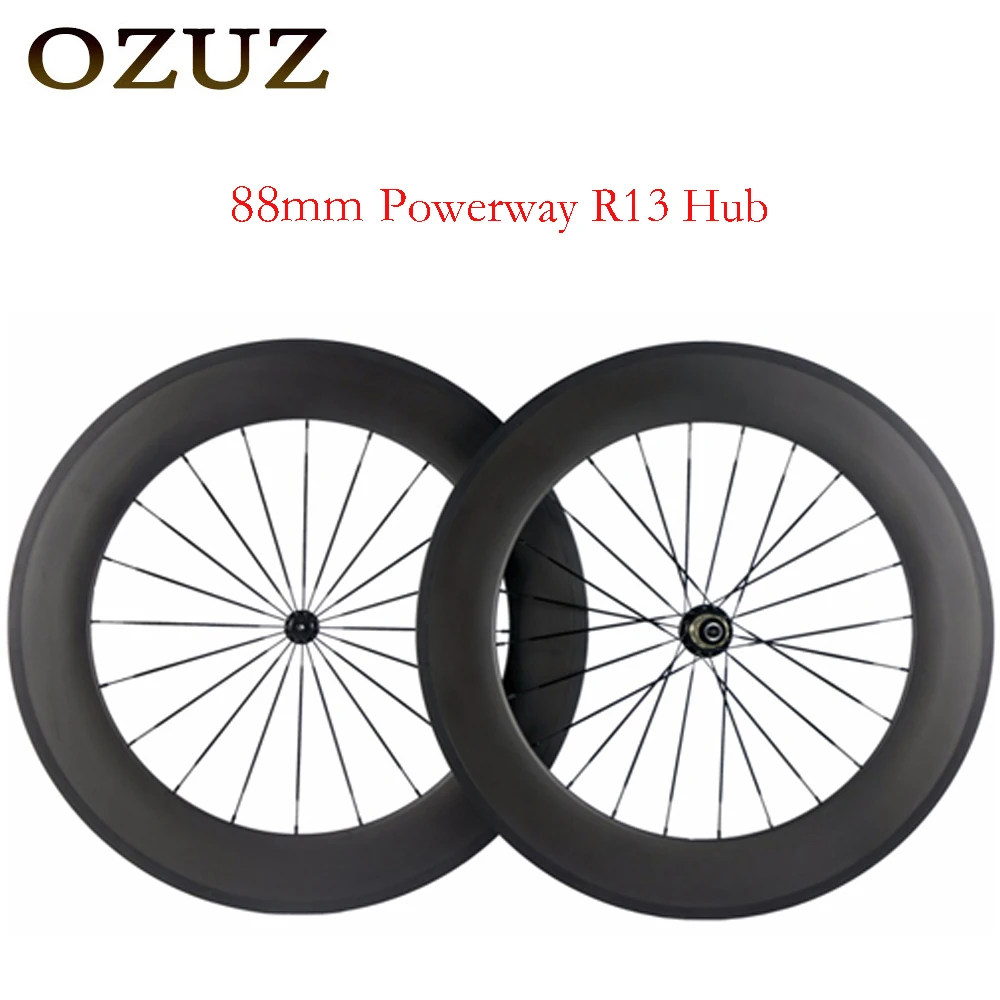 OZUZ ультра светильник Powerway R13 карбоновые колеса 88 мм Глубина 23 широкие карбоновые колеса 23 мм ширина 700c Трубчатые карбоновые колеса для шоссейного велосипеда