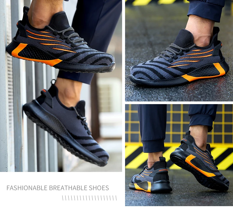Safety Shoes Men Anti-Smashing Steel Toe Cap Puncture Proof Construction Lightweight Breathable Sneaker Work Boots Women Quality