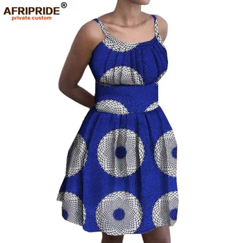 

2019 summer african dresses for women AFRIPRIDE off shoulder above-knee length casual batik wax cotton dress plus size A722575