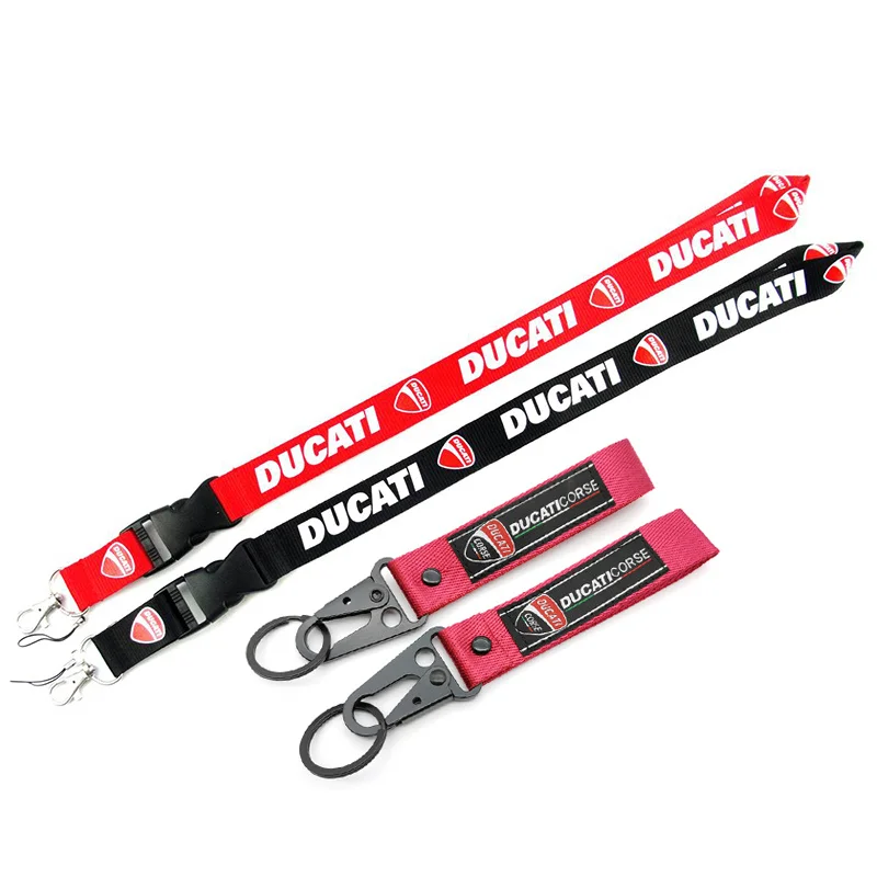 Thermal printing logo Removable buckle motorcycle Racing car keychain lanyard for Ducati badge pendant men woman gift key ring | Автомобили
