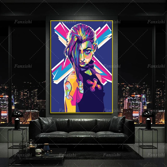 Arcane Jinx Vi League Of Legends Game Tv Poster Modern Living Room Decor Canvas Wall Art