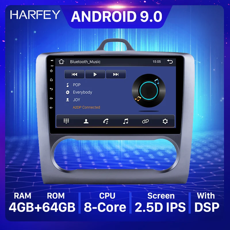Harfey 9 &quotHD Touchscrren Android 10 0 API 29 для 2004 2011 Ford Focus Exi AT радио с GPS WIFI Bluetooth мультимедийный