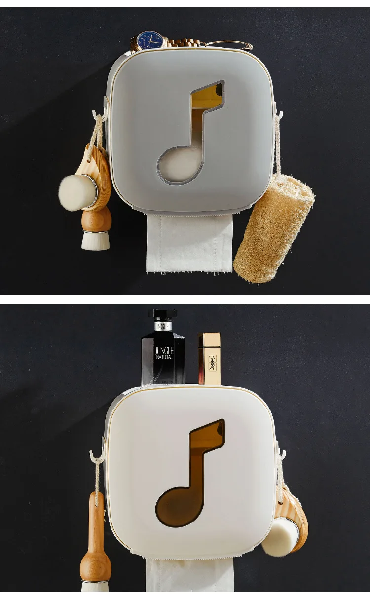 Creative Double Layer Tissue Box Toilet Waterproof Storage Hook Multi-functional Seemless Stickers Roll Paper Extraction Tissue