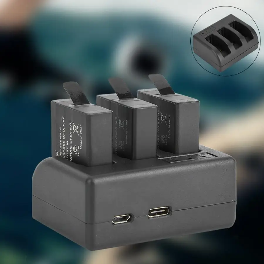 Три порта зарядное устройство для Gopro 7 5/6 с Micro type-C USB вход камеры Аксессуары для зарядки зарядное устройство