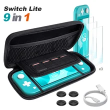 Switch Lite 9 в 1 комплект чехол сумка для хранения оболочки с 3 упаковками закаленного экрана протектор для nintendo Switch Lite Mini NAND