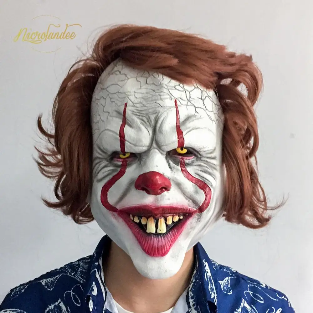 NICROLANDEE Стивен Кинг это маска Pennywise ужас клоун Джокер маска клоуна Хэллоуин косплей костюм реквизит