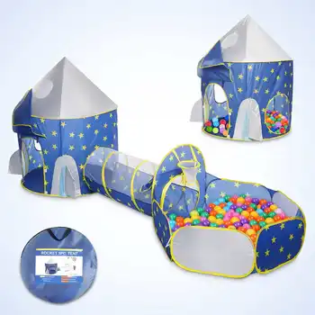 

3 In 1 Children's Tent Spaceship Tent Outdoor And Indoor Space Yurt Tent Game House Rocket Ship Crawling Play Tent Ball pool