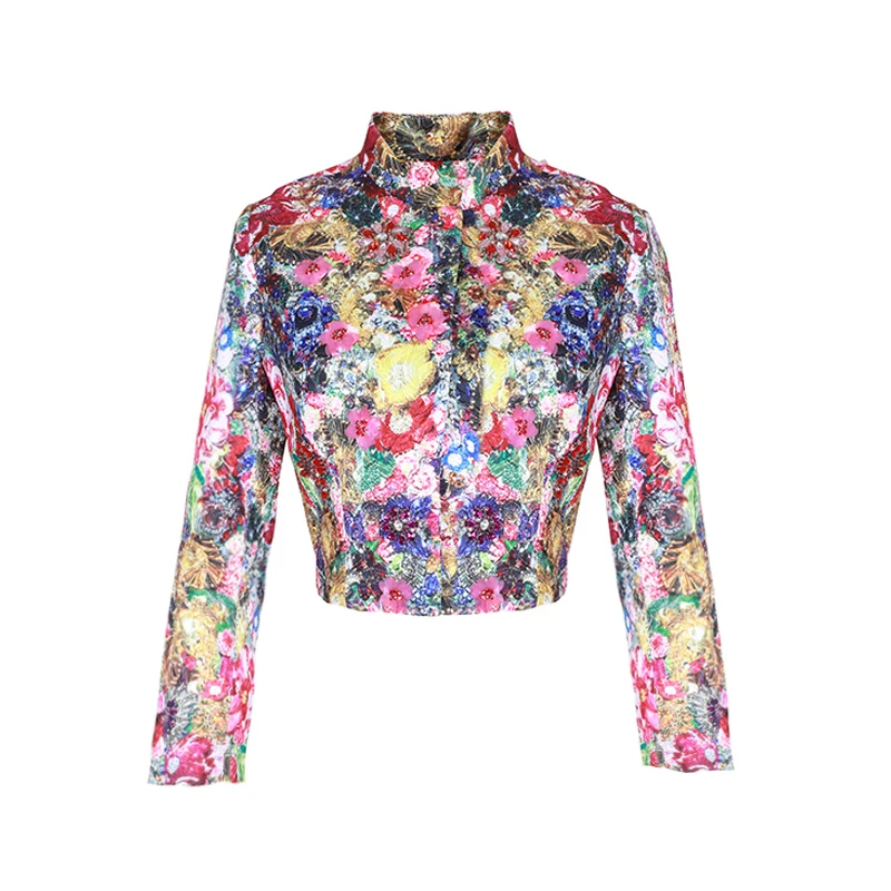 Most effective  AELESEEN 2020 Spring Runway Floral Series One Cover Button Short Jacket Women High Street Luxury Cr