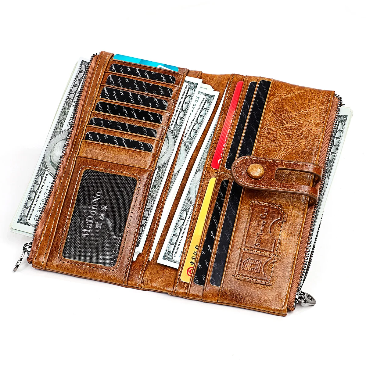 Кошельки из натуральной кожи для женщин и мужчин роскошный длинный телефон клатч кредитная карта, RFID билетный кошелек бумажник с застежкой молнией карман для монет