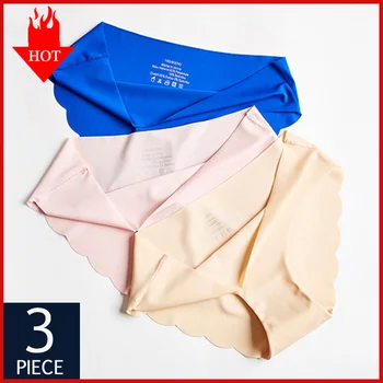 

3Pcs/Set Sexy Panties Women Seamless Underwear Briefs Low Waist Female Briefs Comfort Female Fashion Silk L ady lingerie Tangas