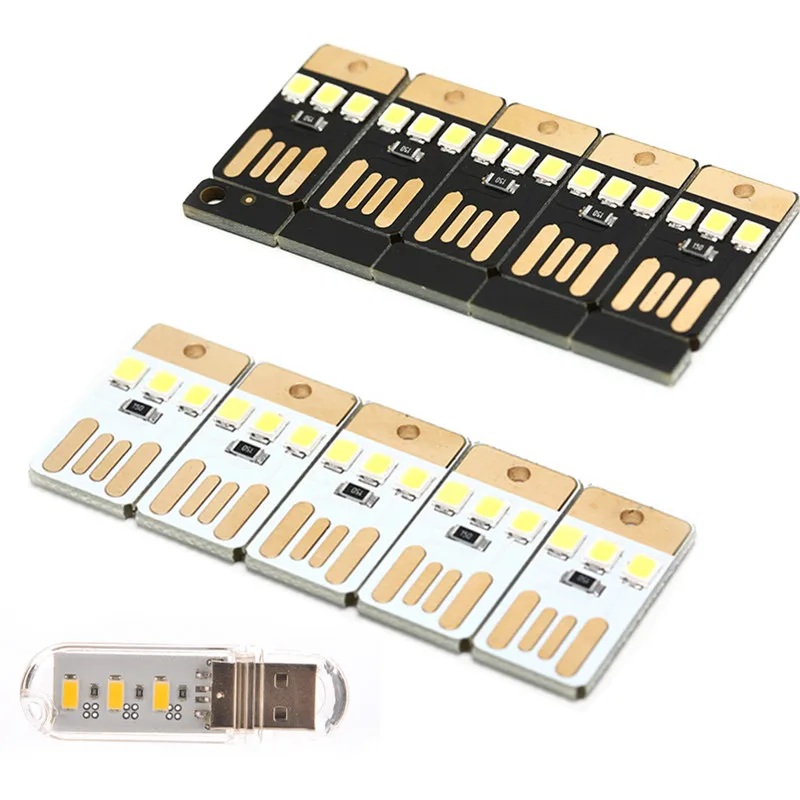 

One / 5pcs Mini Pocket Card USB Power LED Keychain Night Light 0.2W USB LED Bulb Book Light For Laptop PC Powerbank Night Lamp