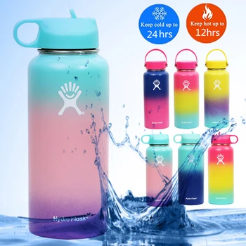 

32oz Thermal Water Bottle Sports Hydro Flask Termos Kawaii Bottle Stainless Steel Portable Garrafa Vsco Girl BottleThermos Lid