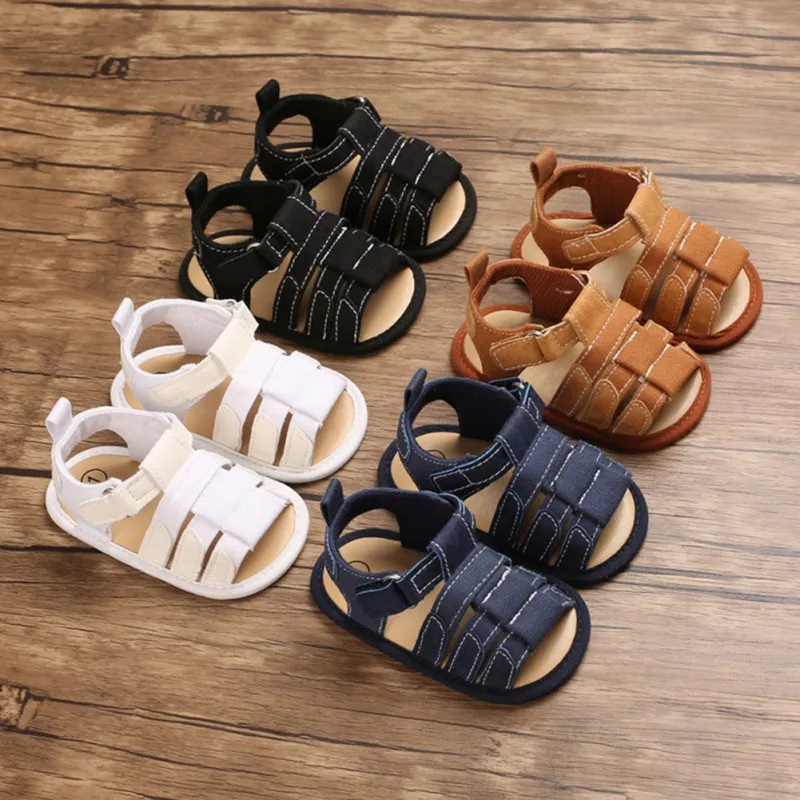 Weixinbuy Infant Baby Boys Canvas Soft Sole Anti Slip Summer Sandals Shoes