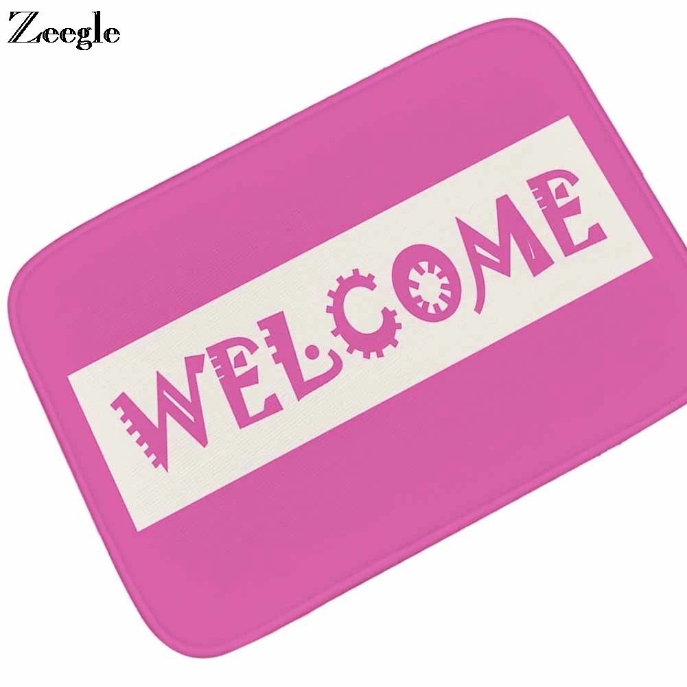 Zeegle Welcome Doormat Floor Mat Anti Slip Bathroom Doormat Shower Mat Hallway Carpet Flannel Soft Absorbent Outdoor Door Mat