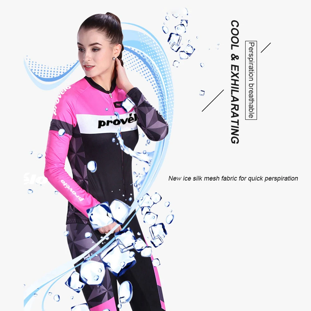 Cycling Jersey Set Women Long Sleeve Cycling Clothing Breathable Mesh Fabric MTB Bike Jersey Road Bicycle Mujer Ropa Ciclismo