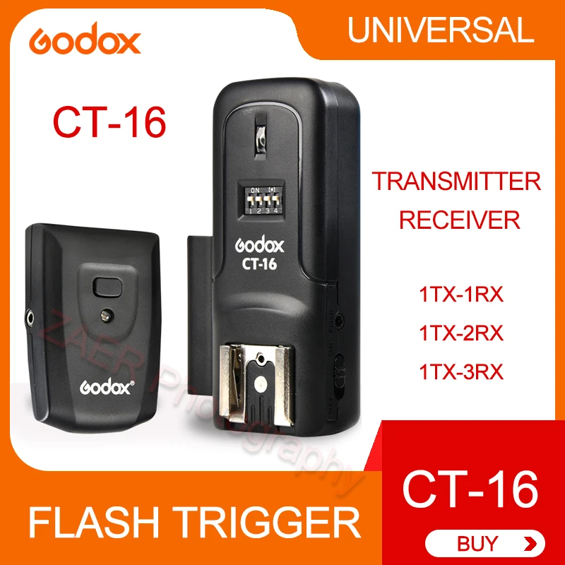 Godox CT-16 Kit With Transmitter Receiver 16 Channels Universal Wireless Flash Trigger for Canon Nikon Fujifilm Speedlite Flash camera cleaning kit