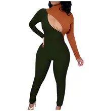 Thread Striped Women Jumpsuit Sexy Fashion Color Matching Long Sleeve Turtleneck Zipper Slim Jumpsuit Monos de Fiesta 2020 New E