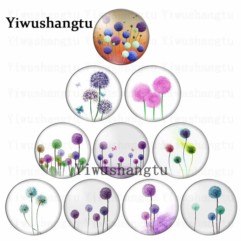 

New art beauty colourful dandelion flourishing fly 12mm/20mm/25mm/30mm photo glass cabochon demo flat back Making findings