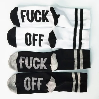 

High Quality 1 Pair Women Men Letters Print Socks Funny Sport Cotton Middle Length Stockings MD88