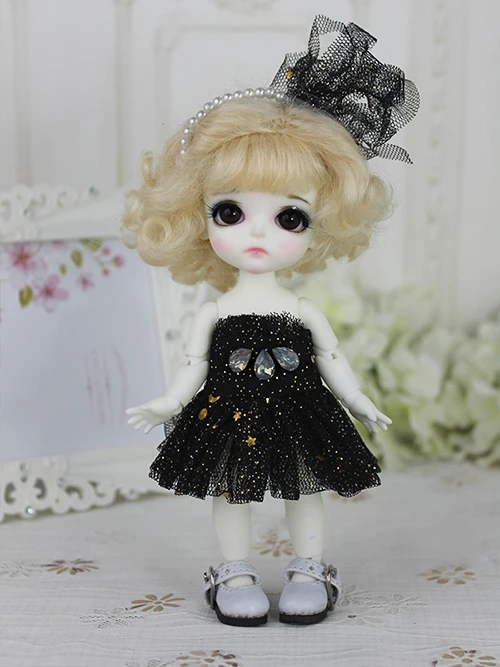 BJD SD кукла мини одежда черная лолита кружевное платье костюм для 1/6 1/8 Кукла Одежда