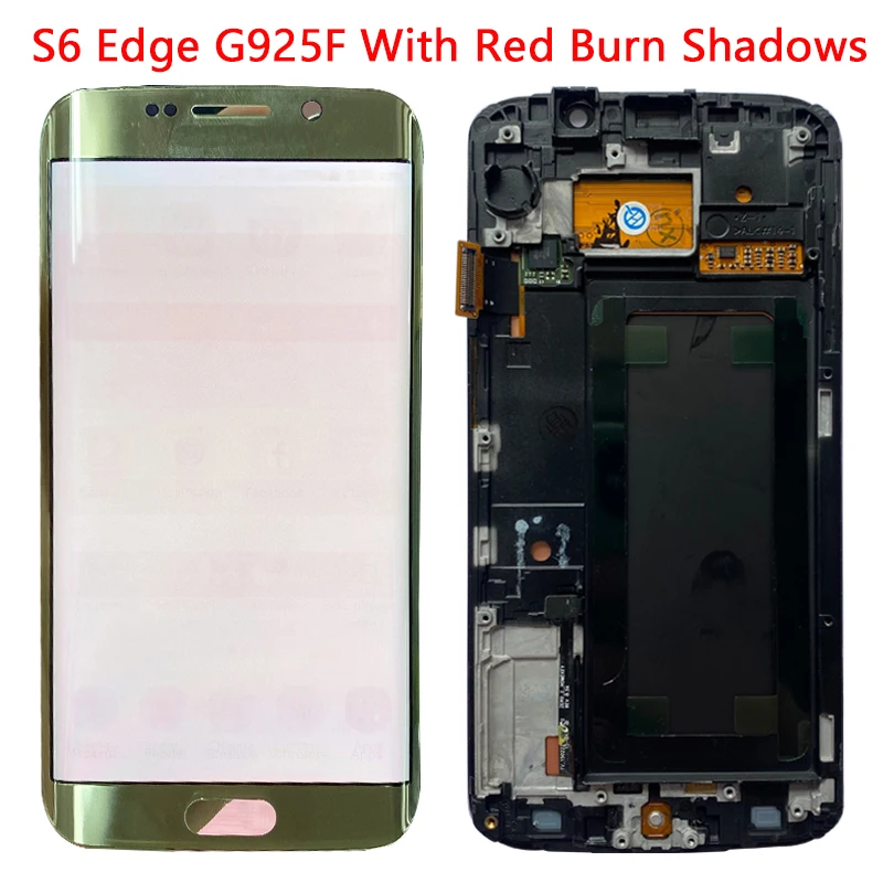 Display Super Amoled Per Display Lcd Samsung S6 Edge Con Cornice 5.1 "Sm-G925F G925A Display Touch Screen Red Shadows