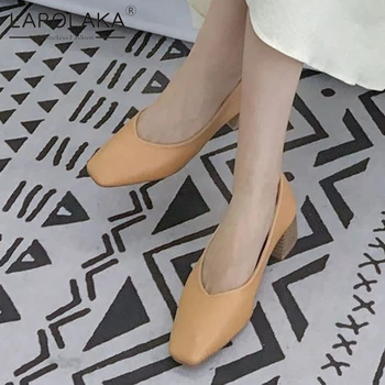 

Lapolaka 2020 Hot Sale Dropship Hoof Heels Elegant Pumps Woman Shoes Square Toe Slip-On Shallow Office Shoes Women Pumps