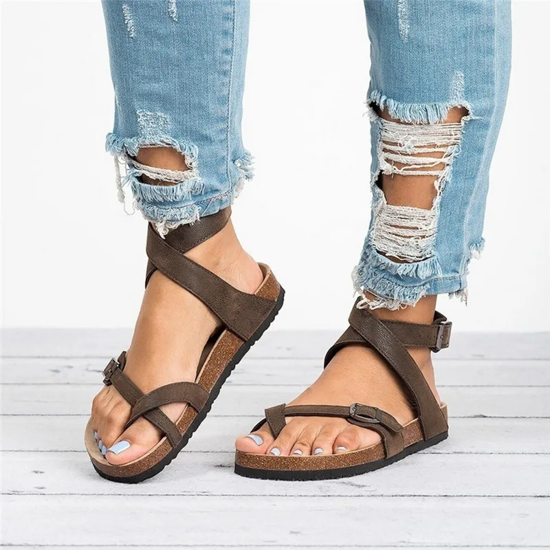 

New Casual Shoes Women Sandals Flat Beach Shoes Flip Flop Ladies Sandals Summer Shoes Woman Chaussures Femme Brown Gold