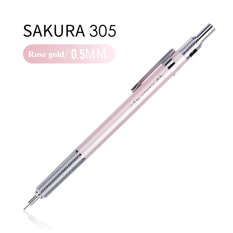SAKURA XS-30 0,3/0,5 мм графитовый чертёжный карандаш металлический корпус автоматический механический карандаш для рисования школьные художественные канцелярские принадлежности - Цвет: 0.5mm Rose gold