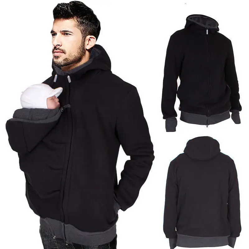 

Parenting Baby Hooded Sweatshirt Jacket Two-in-one More Function Kangaroo Dad Sweater Season Male Paragraph Winter Clothes