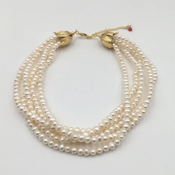 

Europe and the United States Ornament Exaggerated Freshwater Pearl Gold Plating Temperament Multistory Necklace
