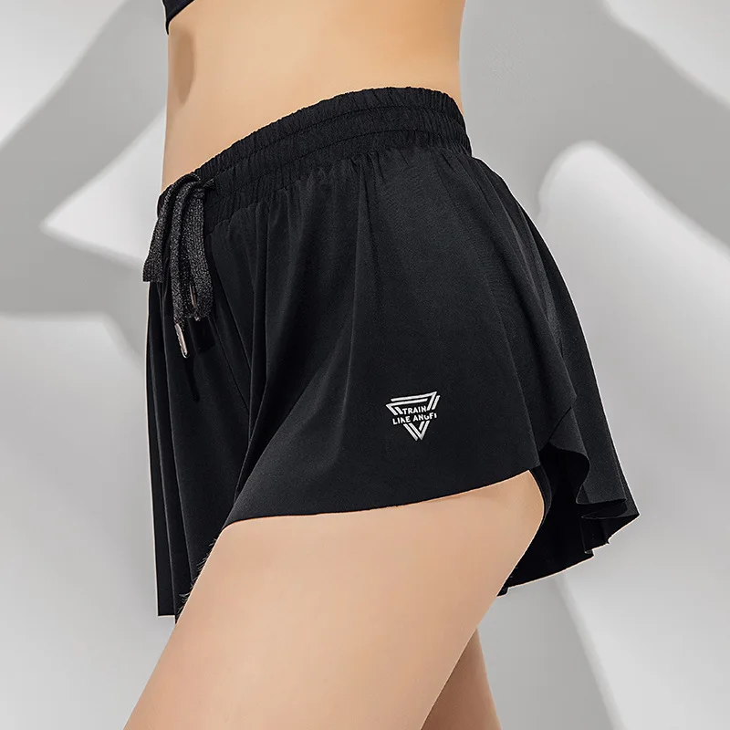 Высокая талия двухслойный фитнес-шорты Женщины тренировки сухой быстро женские шорты пуш-ап для бедер женские упражнения короткие брюки