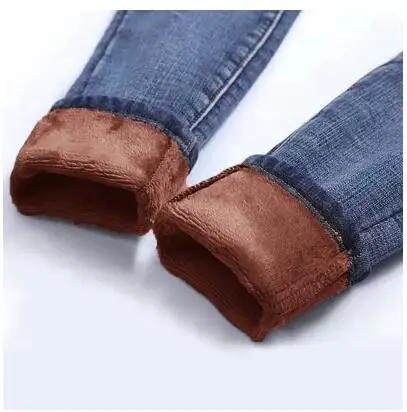 dark blue coffee Зимние теплые женские джинсы, повседневные Бархатные женские брюки с высокой талией, женские Pantalon джинсовые джинсы для женщин, брюки больших размеров P9288 - Цвет: dark blue coffee