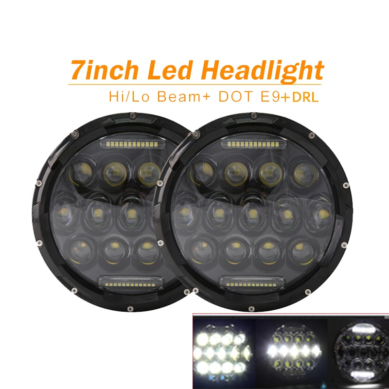 

2pcs 7" LED Headlight with Halo Daytime Running Light Amber Turn Signal For Jeep JK VAZ 2121 Lada Niva 4x4 7" LED Headlamps with