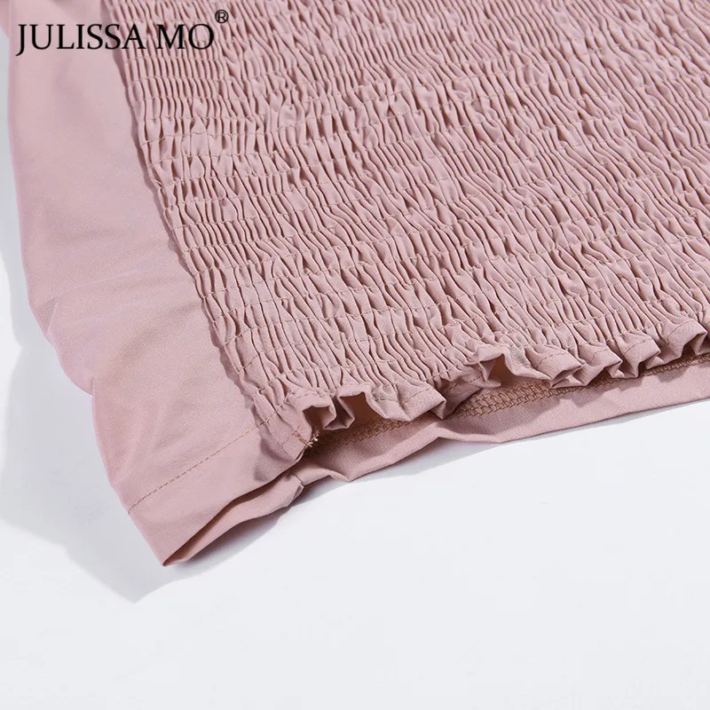 JULISSA MO элегантное розовое летнее платье с открытыми плечами для женщин, с рюшами на талии, с перекрестными завязками, облегающее платье, сексуальные вечерние короткие платья