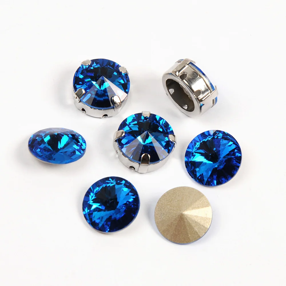 YANRUO 1122 Rivoli синие Швейные бусины аппликация Стразы Коготь камни одежда с